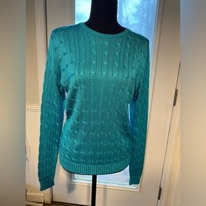 RL black lane high shine cable knit sweater size M